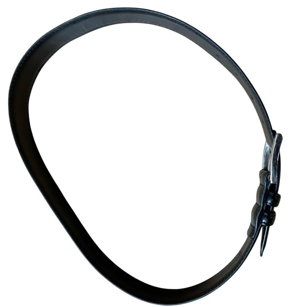 Womens Black Faux Leather Belt‎ Silver Buckle Size 28 Fashion Accessory